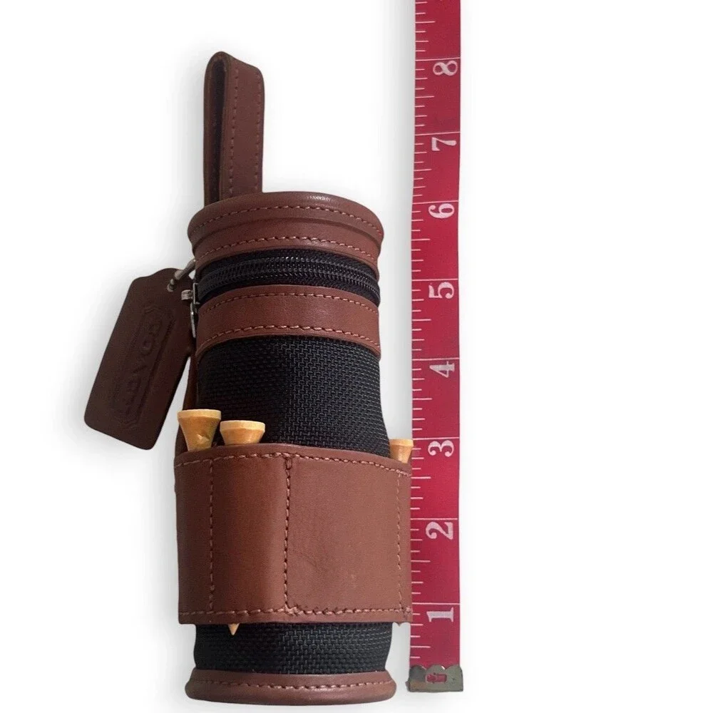 Vintage COACH Mini Golf Bag Tee & Ball Set RARE Limited Edition Brown Black 6”